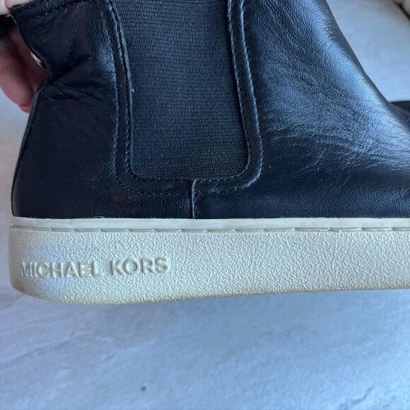 Michael Kors Black leather Womens Sneaker Booties pull on Size 6.5 - Picture 8 of 12